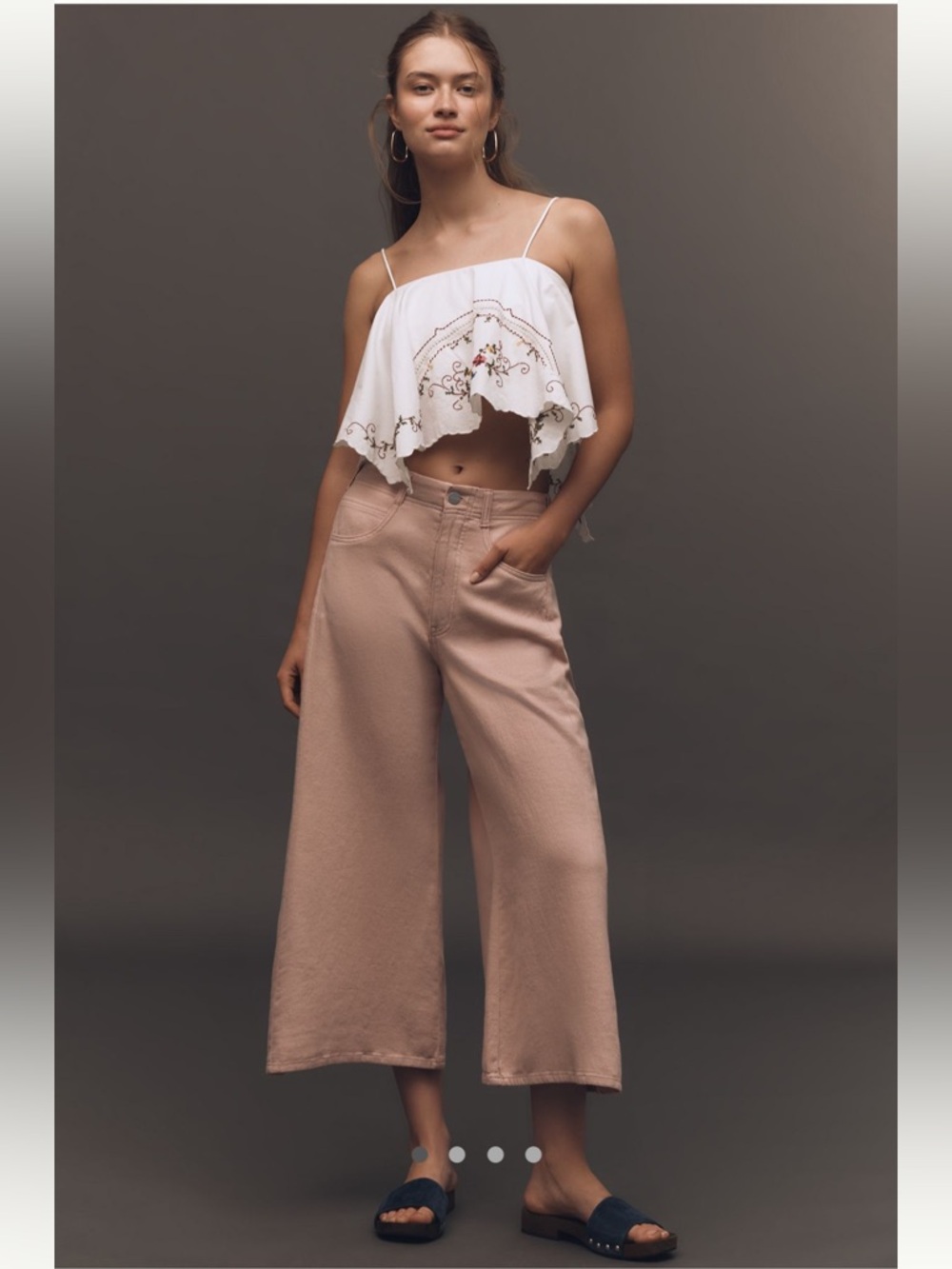 Pilcro Wide-Leg Cropped Pants in Blush Pink